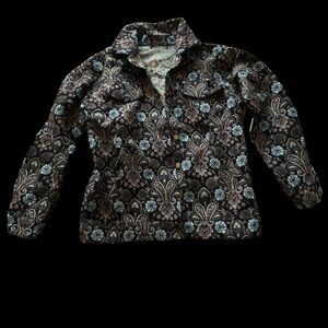 stunning 70s vibes paisley tapestry print shacket